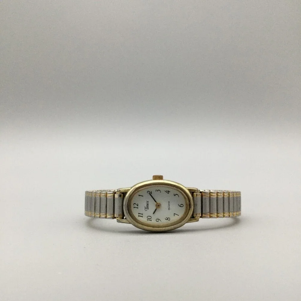 Timex Cavatina Womens Watch 17mm Two Tone Oval Dial Stretch New Battery